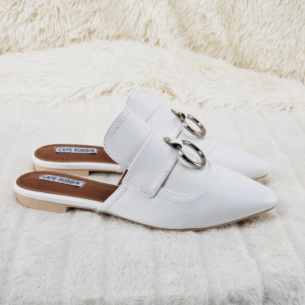 White Flat Mules Clog slides Slippers - Picture 5 of 8